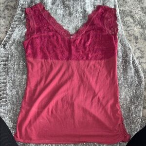 Maurices Lace-Trim V-Neck Cami in Deep Berry